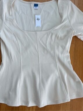Old Navy Cream Scoop Neck Peplum Top